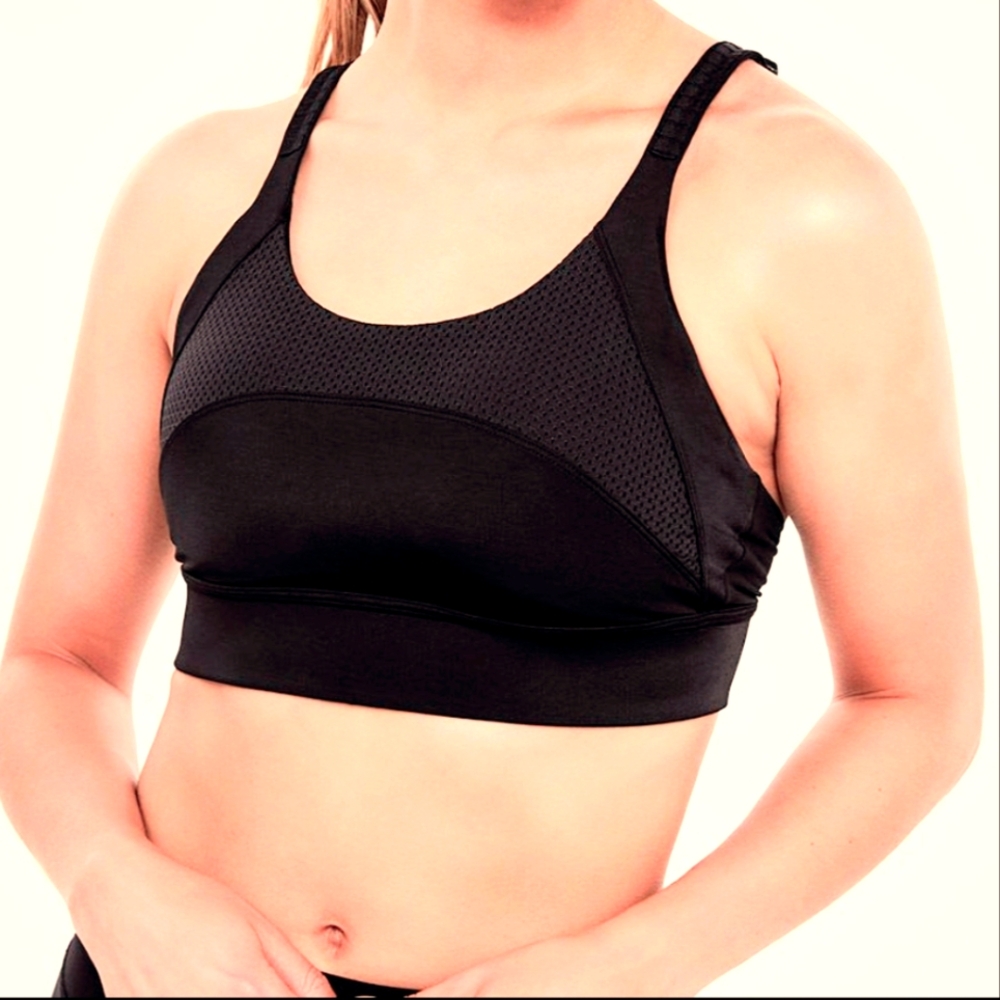 Hyba NWOT Black Sports Bra with Adjustable Straps + Closures, XXS.